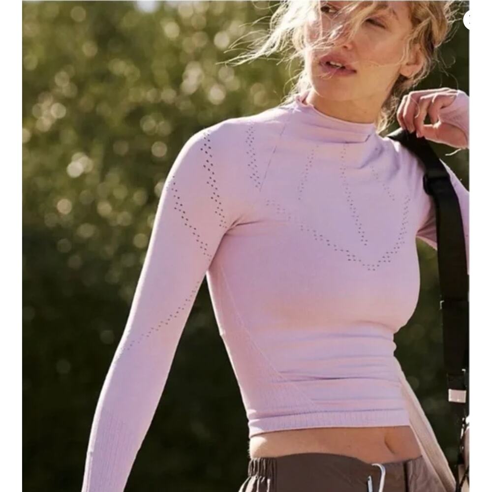 Free People Movement Good Karma High Neck Layer Top Violet nwot